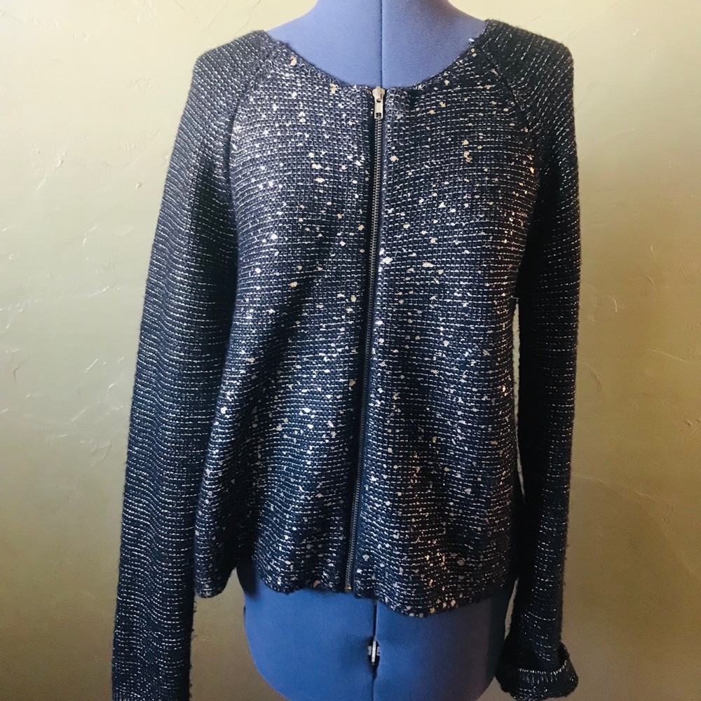 Mossimo Acrylic Black & Gold Jacket Size L